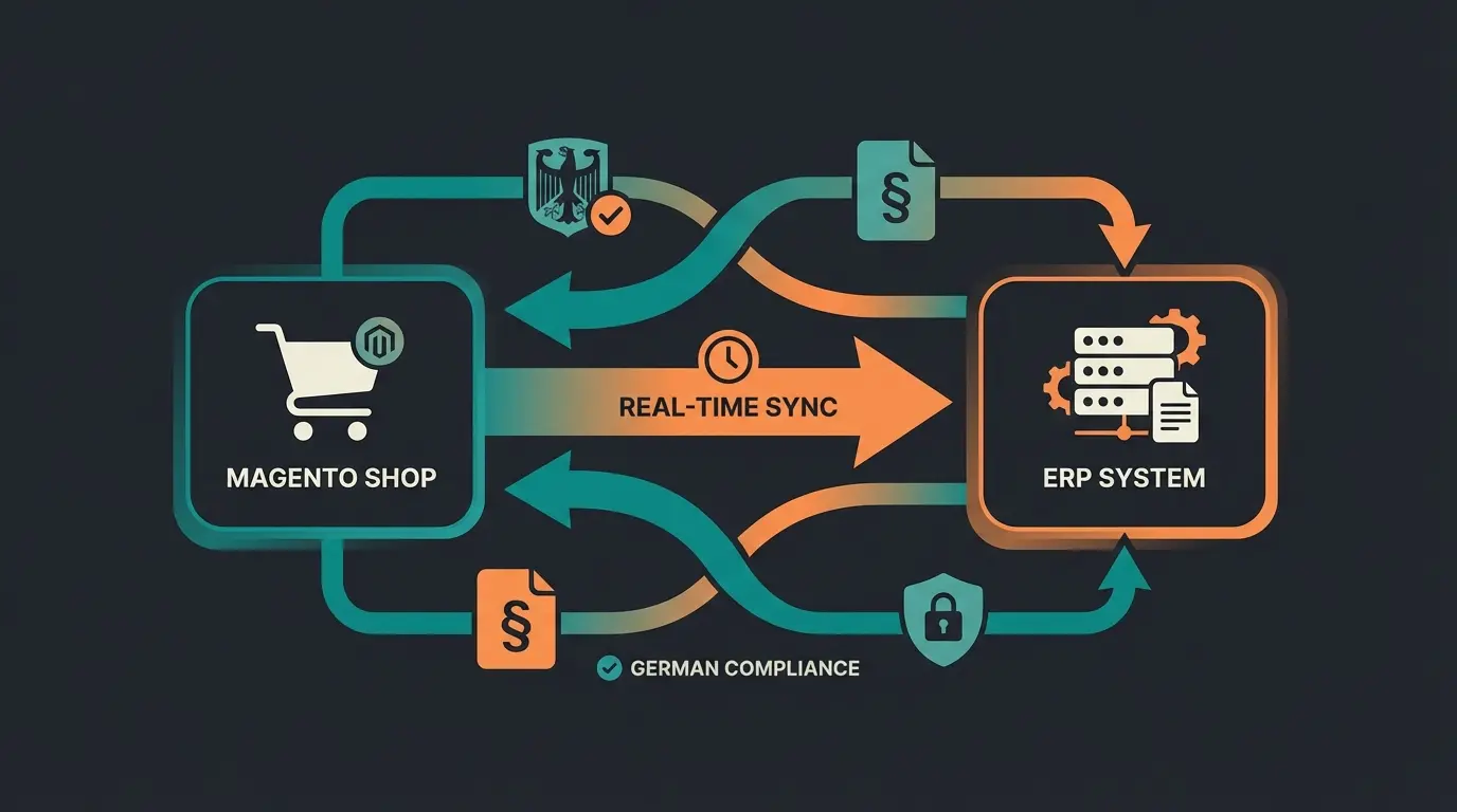 Magento WaWi Schnittstelle mit bidirektionaler Synchronisation und deutschen Compliance-Features