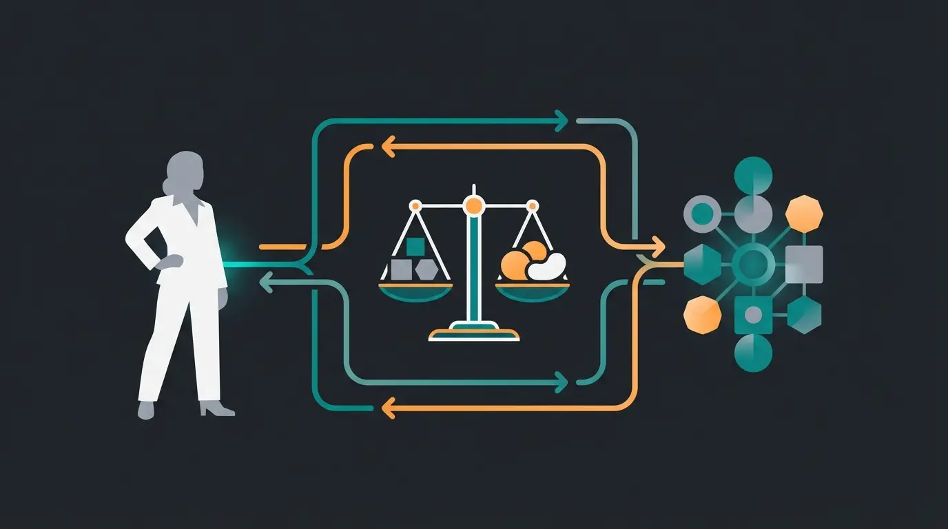 Visual representation of human-AI collaboration in modern recruiting workflow