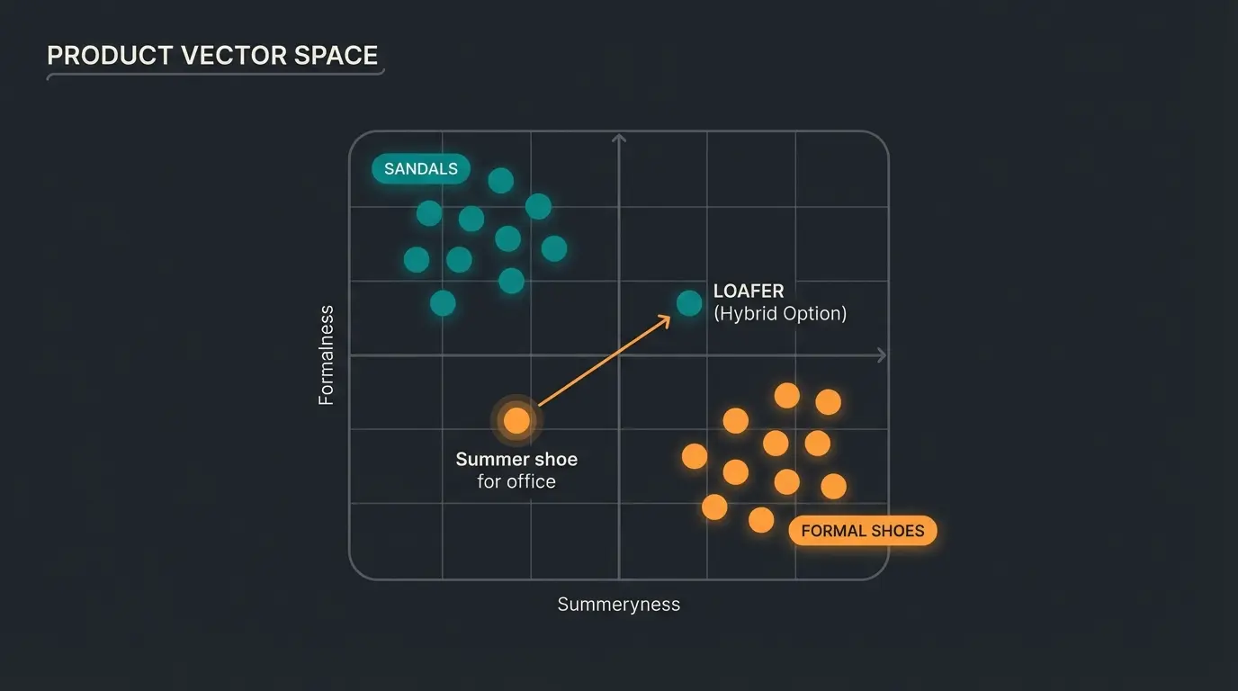 2D graph showing product vectors in space