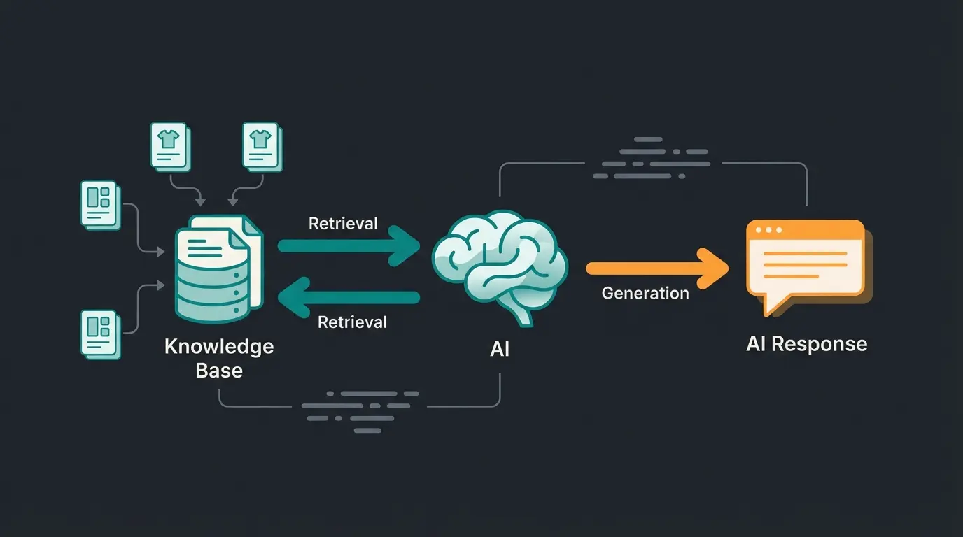 RAG technology connecting AI language model to product database for accurate responses