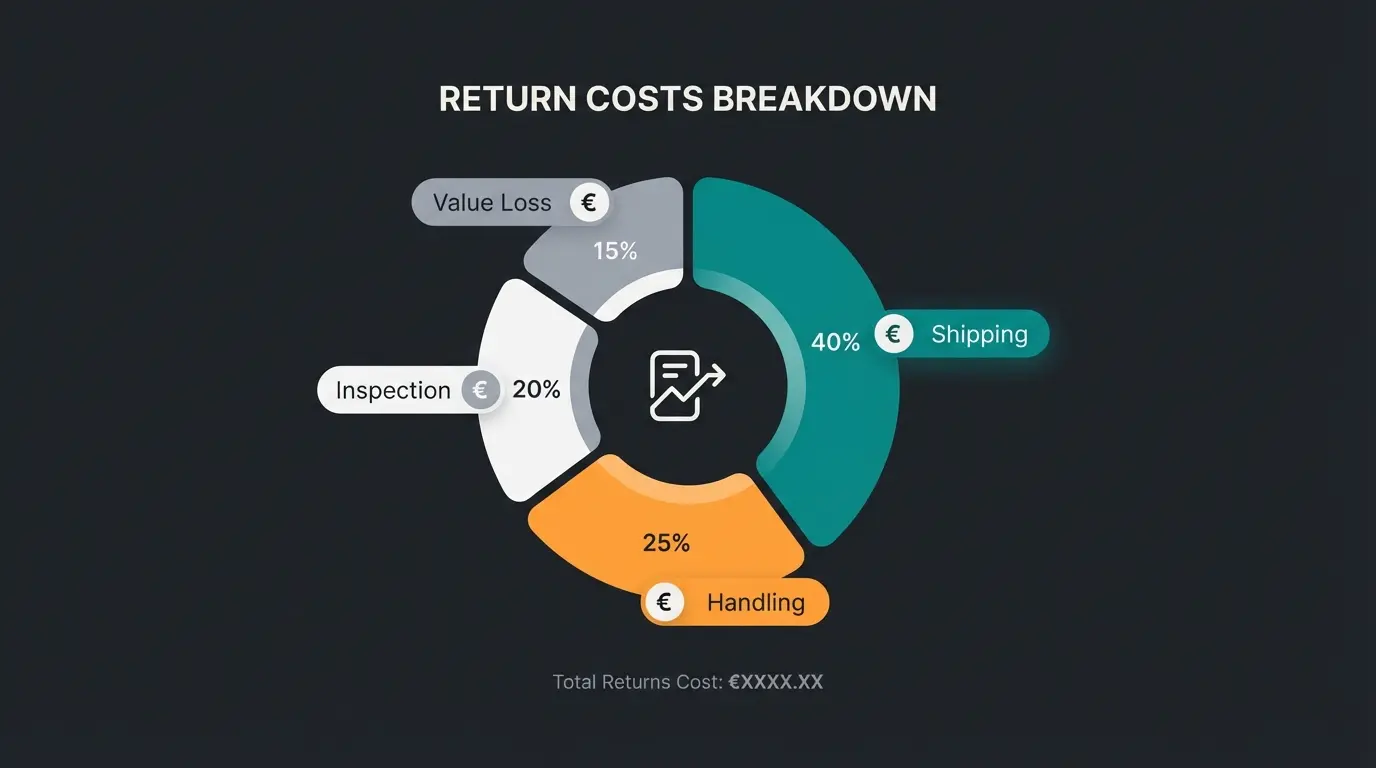 Infografik zur Anatomie der Retourenkosten mit Aufschlüsselung aller Kostenfaktoren