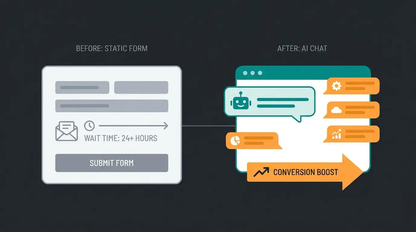 Vergleich zwischen traditionellem Kontaktformular und KI-gestützter Produktberatung