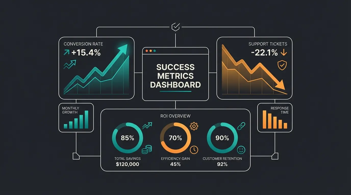 Infografik zeigt Erfolgsmetriken einer KI-Integration im B2B E-Commerce