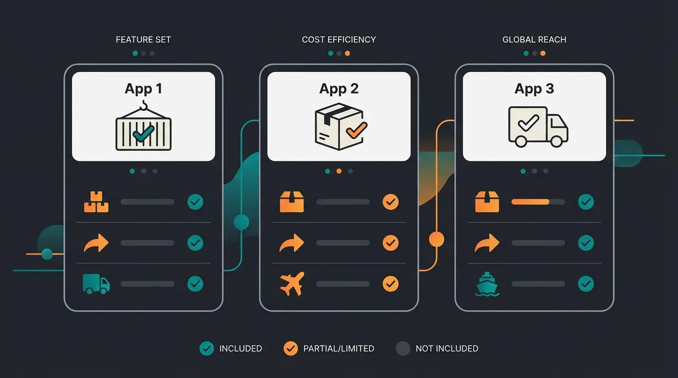 Vergleich verschiedener Shopify Versand-Apps und ihrer Funktionen