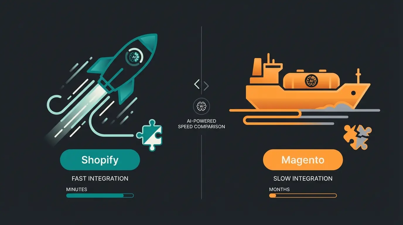 AI-Integration Geschwindigkeitsvergleich zwischen Shopify und Magento