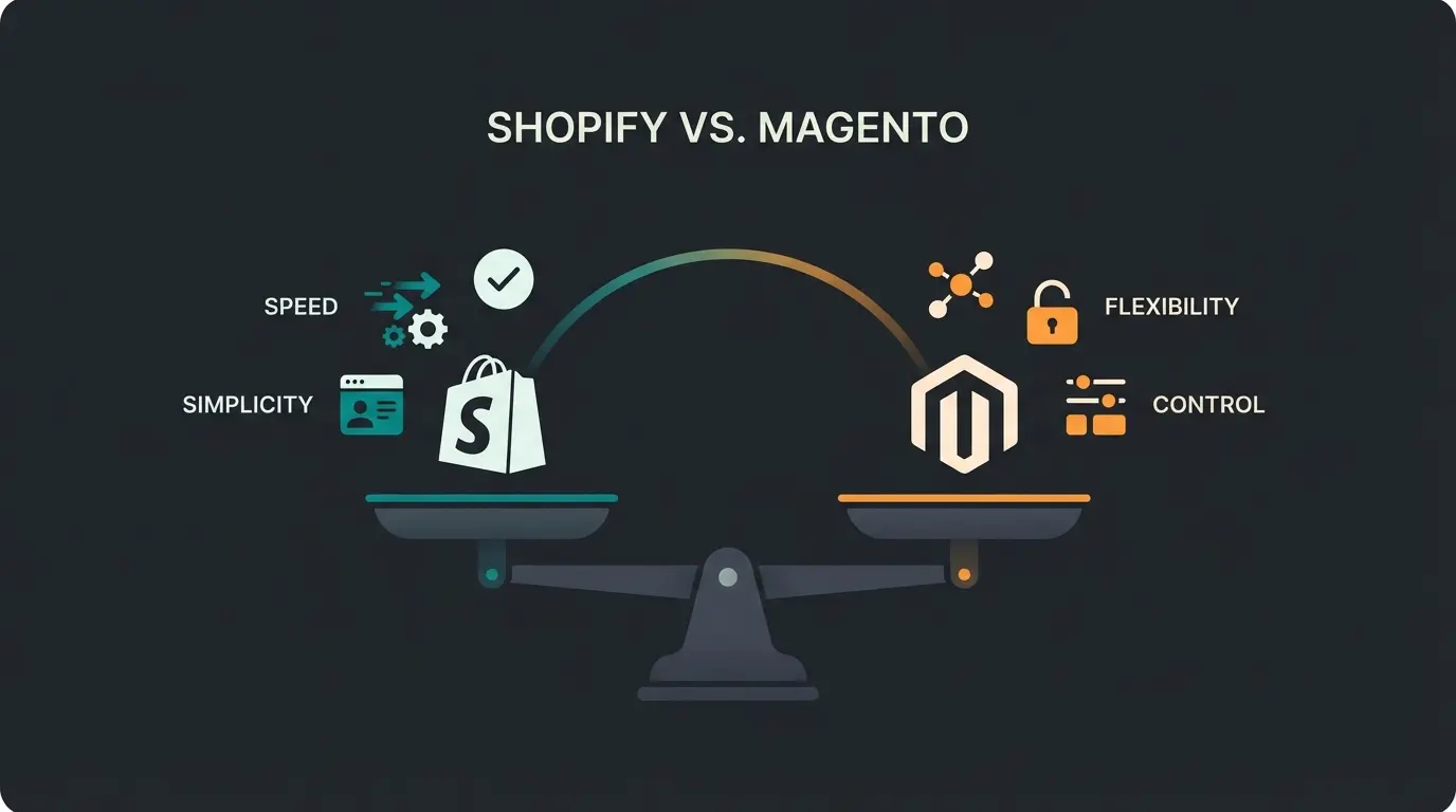 Visual comparison of Shopify and Magento platform strengths and trade-offs
