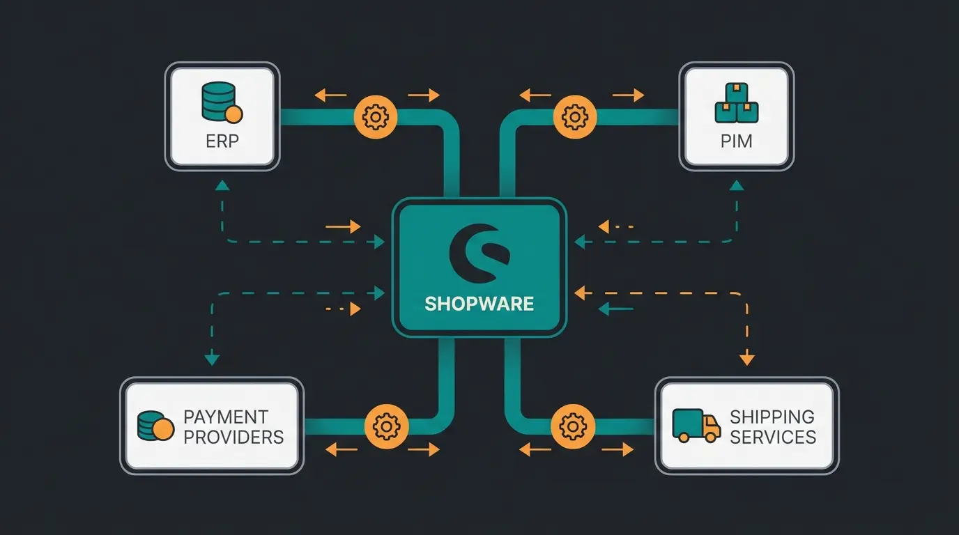Schnittstellen-Architektur eines modernen Shopware-Shops mit ERP und PIM