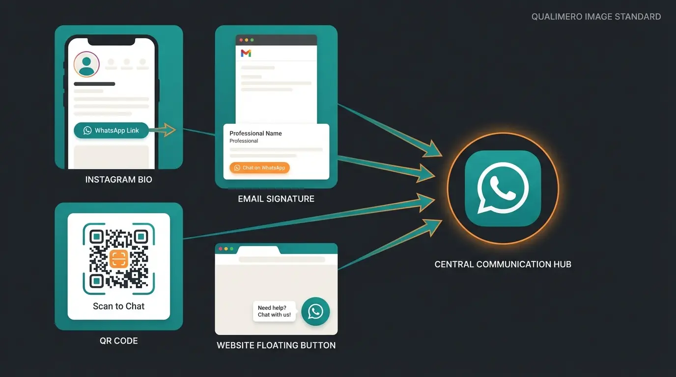 WhatsApp link placement strategy across different channels