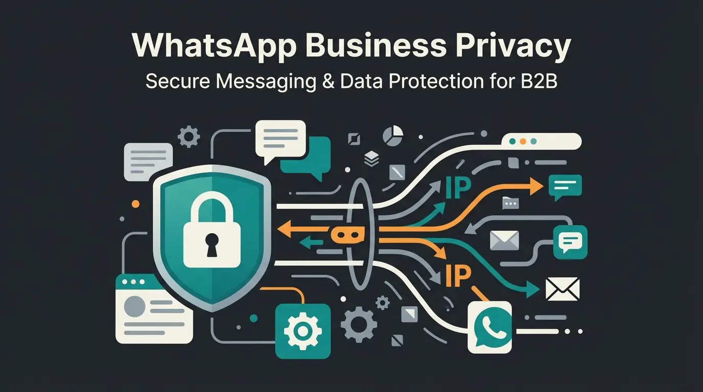 WhatsApp advanced privacy settings visualization with security icons and data protection symbols