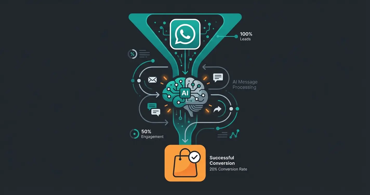 KI-Chatbot Marketing Funnel von WhatsApp Link bis Conversion